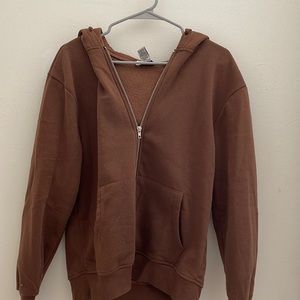 brown zip up hoodie